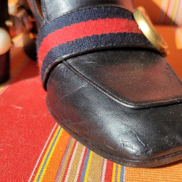 Gucci Black Peyton Loafer Pearl Heel Shoes Size 5 - Picture 10 of 16